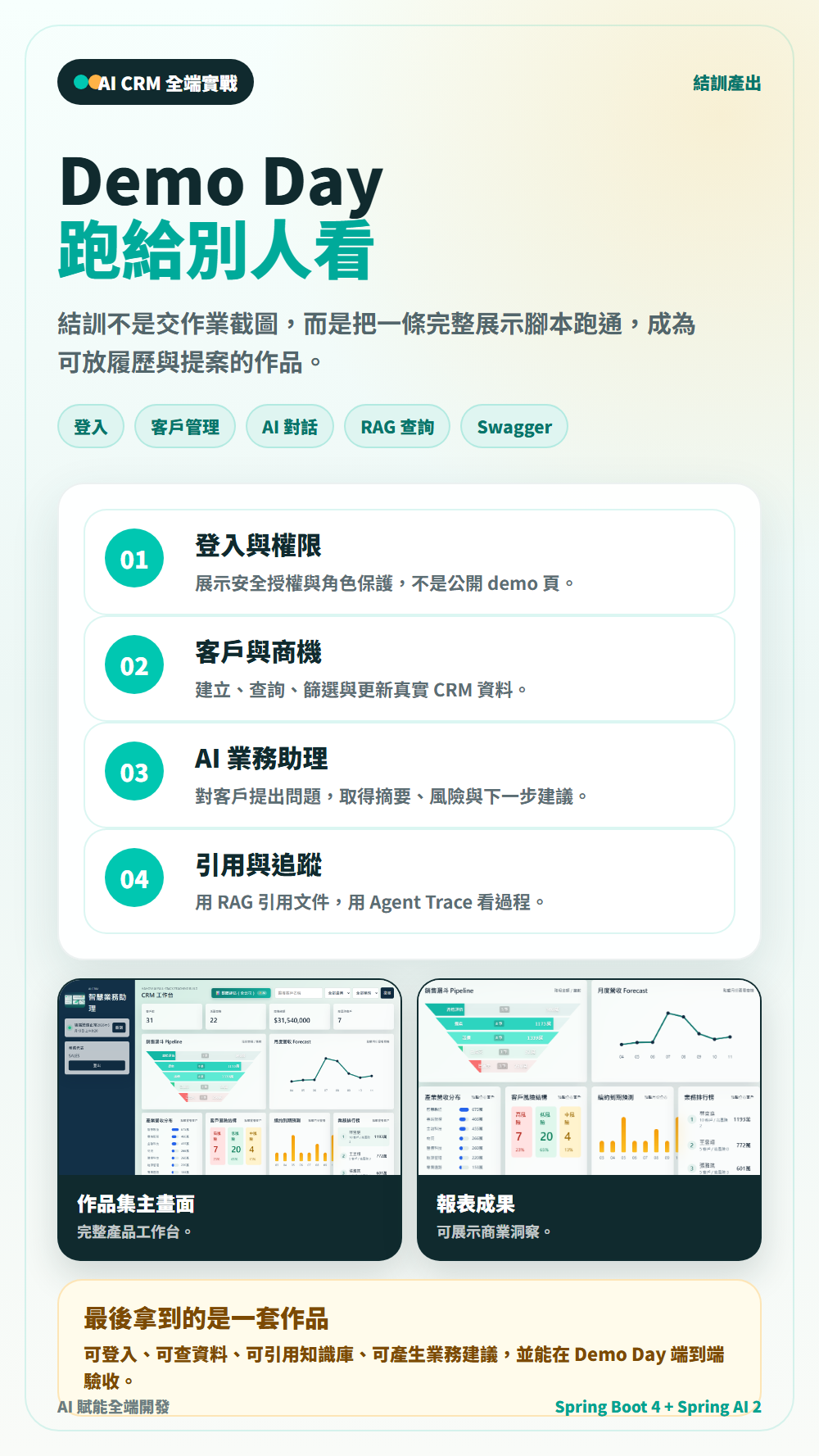 Hahow 直式文宣：Demo Day 結訓作品與端到端展示成果。